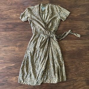 Robbie Bee Silk Animal Print Wrap Dress